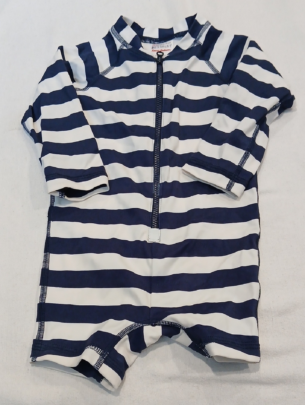Hanna Andersson Navy & White Striped Swim Romper
